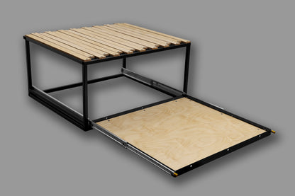 Praktisches Schlafsystem der Yourflexvan Campingbox für Vanlife Reisen.